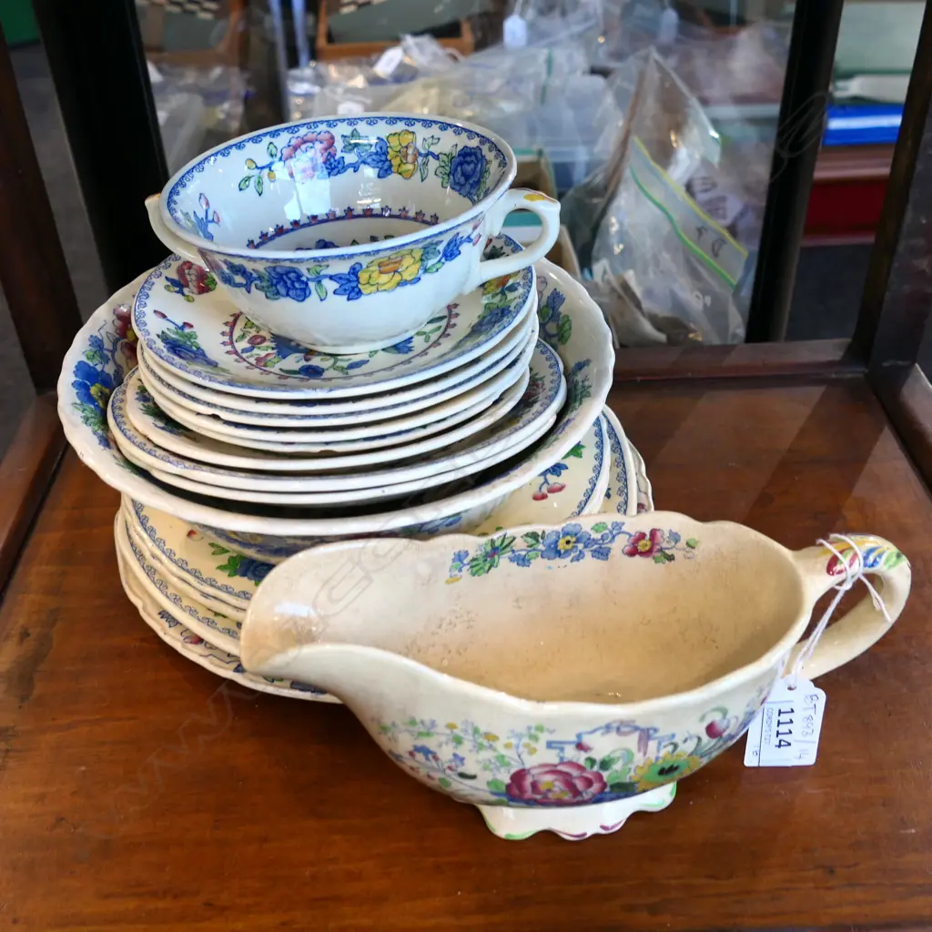 16 PCES MASONS REGENCY / STRATHMORE; ALL AF; 13 PLATES, BOWL, SOUP, SAUCE BOAT Image 1++