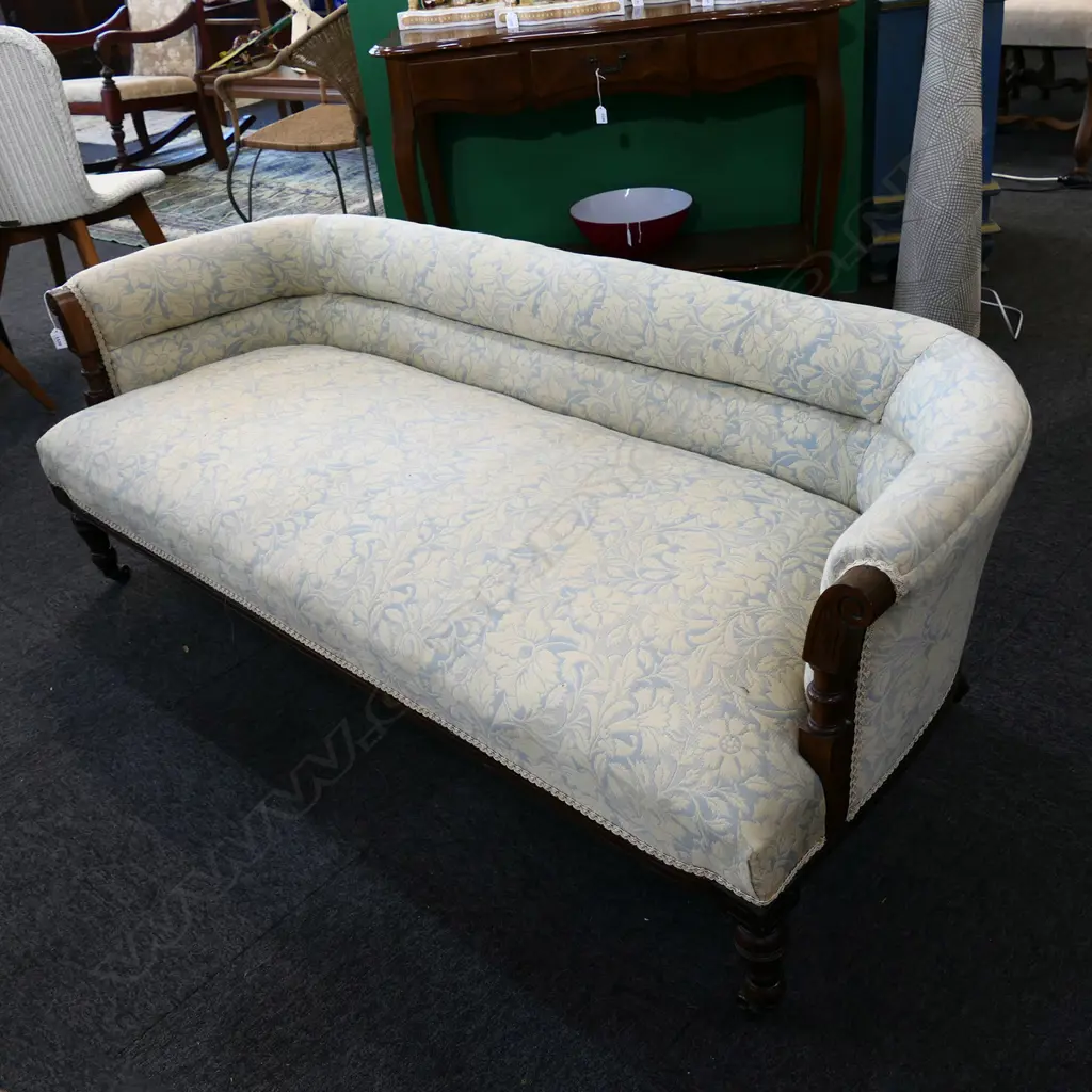 SMALL EDWARDIAN PARLOUR SOFA - VERY CLEAN AND TIDY UPHOLSTERY Image 1++
