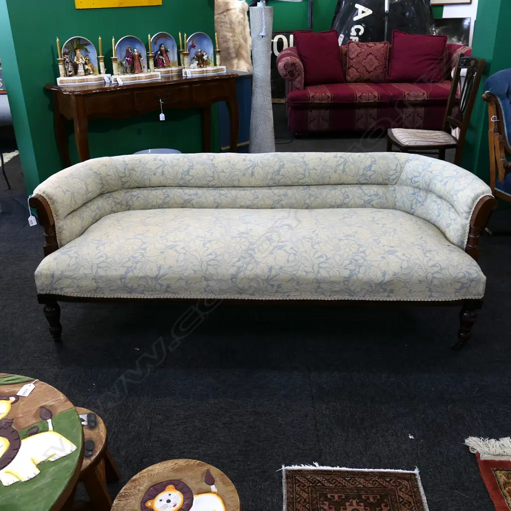 SMALL EDWARDIAN PARLOUR SOFA - VERY CLEAN AND TIDY UPHOLSTERY Image 1++