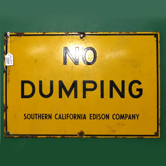 NO DUMPING ENAMEL SIGN S/CALIFORNIA EDISON COMPANY 300 X 470 MM