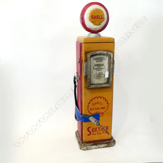 WOODEN PAINTED SMALL CABINET AS SHELL PETROL BOWSER