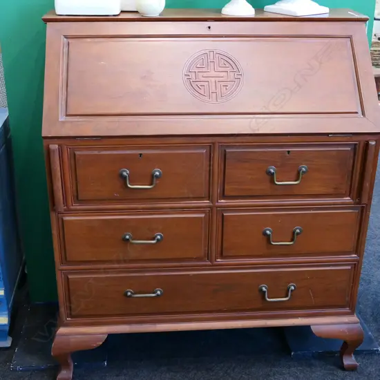 DROP FRONT DESK w. ORIENTAL MOTIF 945x470x1050mm