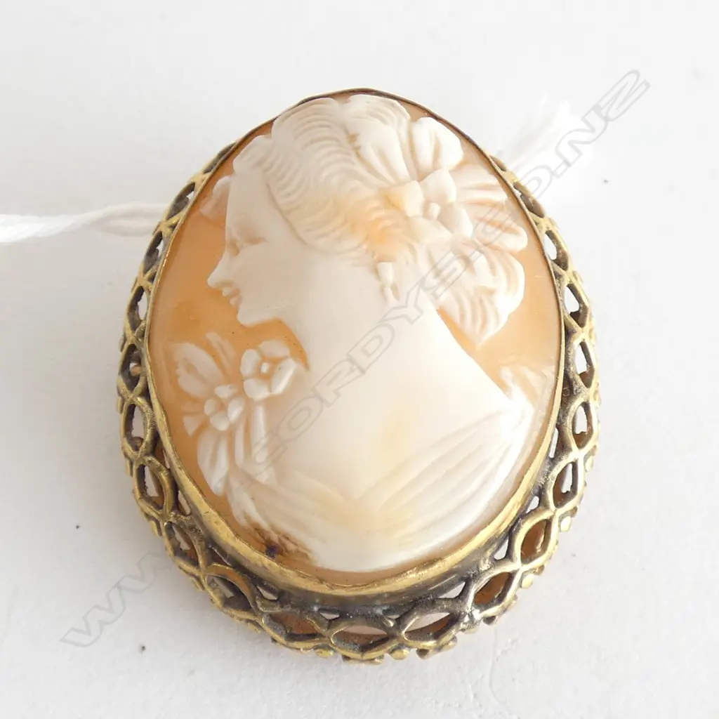 ROLLED GOLD CAMEO BROOCH / PENDANT L 35MM Image 1++