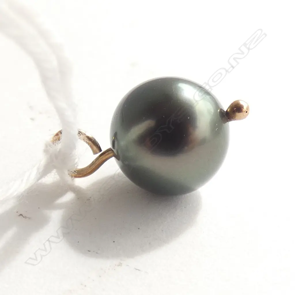 TAHITIAN BLACK PEARL PENDANT 9CT GOLD SUSPENSION RING Image 1++