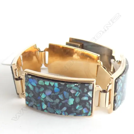 NZ GOLD PLATED PAUA SHELL BRACELET 