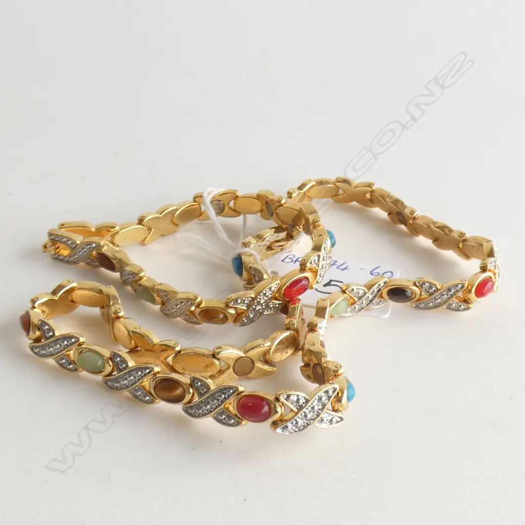 ART DE FRANCE GOLD PLATED BRASS NECKLACE & BRACELET  WITH GEMSTONES  Image 1++
