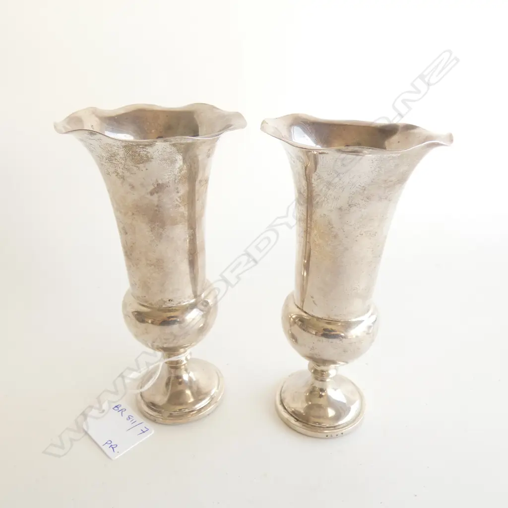 PR STG SILVER VASES LONDON 1913 293 GRAMS WEIGHTED H.150mm Image 1++