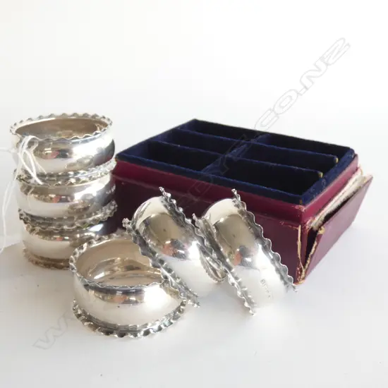SET OF 6 STG SILVER NAPKIN RINGS B'HAM 1905 36 GRAMS