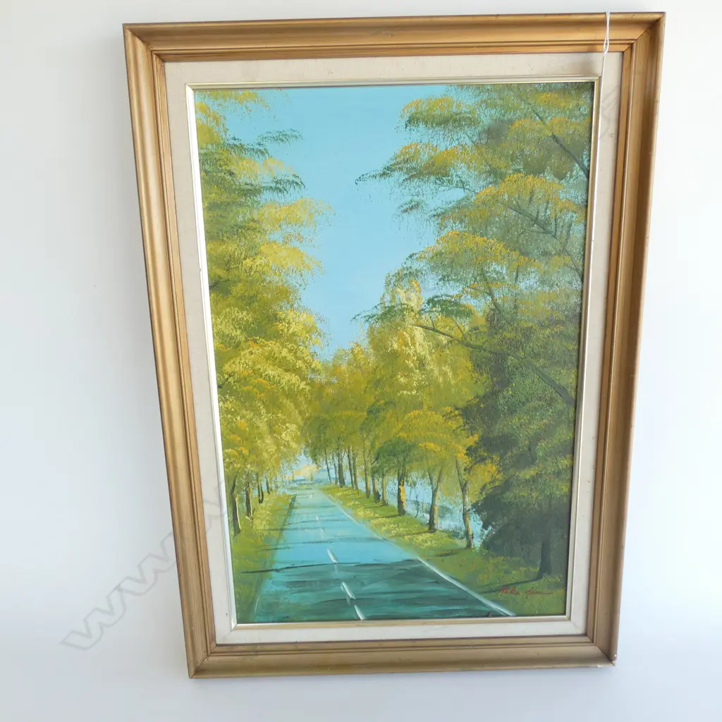 MIKLE HOWN OIL PAINTING TREED ROAD GILT FRAMED 700X500mm Image 1++