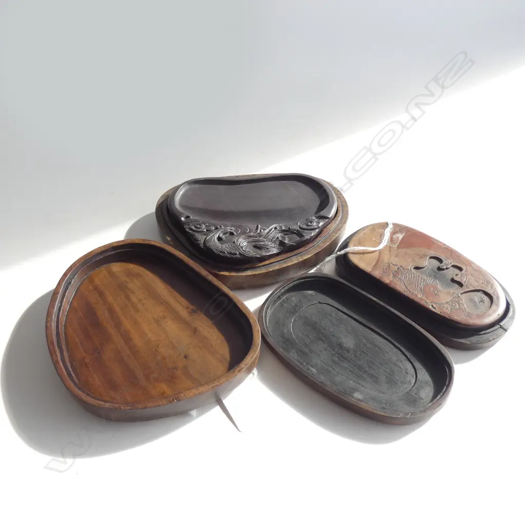 2 CHINESE INK STONES BOXED Image 1++