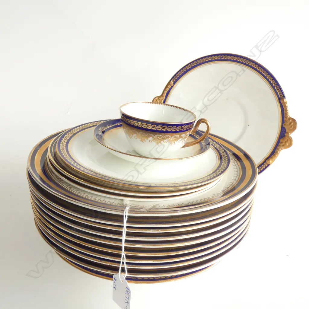 LG LOT OF BLUE & GOLD RIMMED PORCELAIN; PLATES / BOWLS ETC.  VARIOUS MAKERS Image 1++