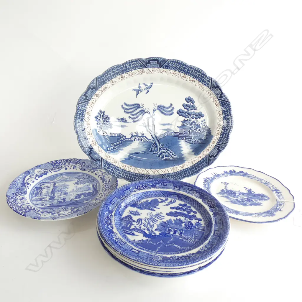 7 BLUE & WHITE PLATES INCL. BOOTHS WILLOW  Image 1++