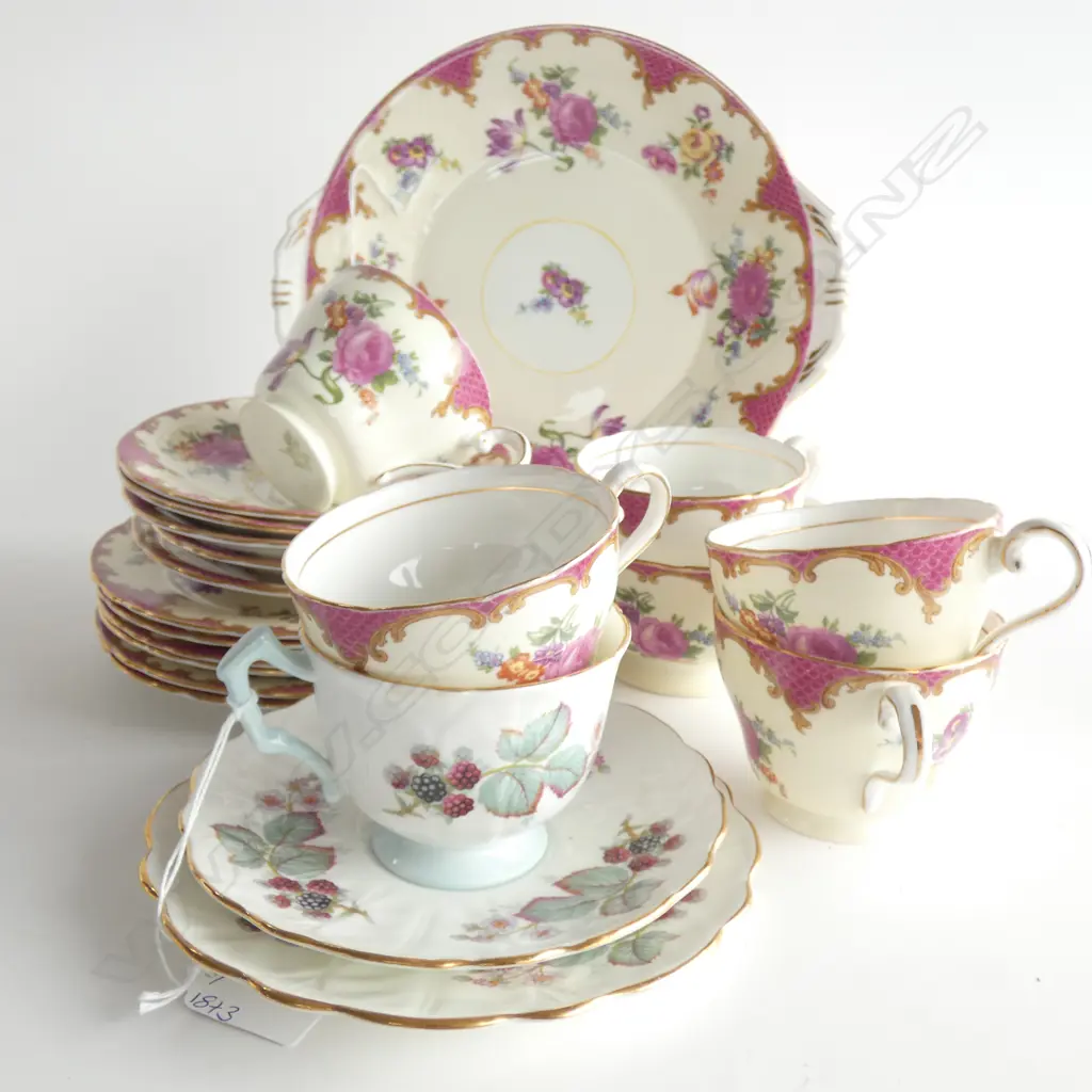 AYNSLEY TEA SET; CAKE PLATE/ SUGAR BOWL 5 CUPS & SAUCERS & 6 PLATES  + OTHER AYNSLEY TRIO Image 1++