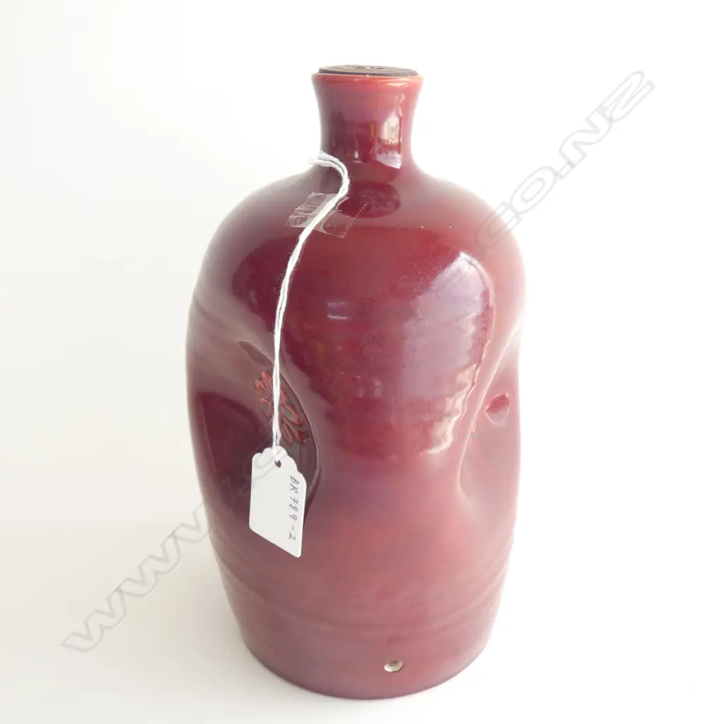CHRISTOPHER DRESSER RED GLAZED VASE DRILLED Image 1++
