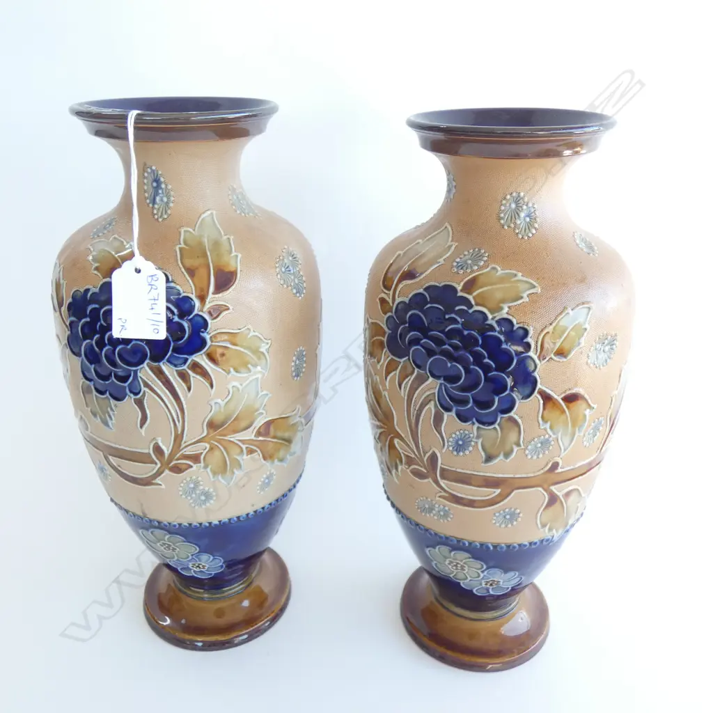 PR ROYAL DOULTON STONEWARE VASES BALUSTER FORM H.310mm Image 1++