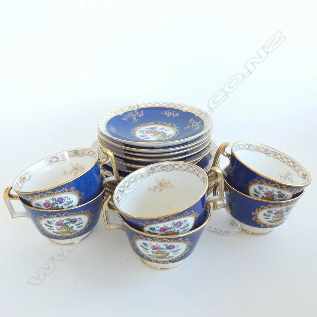 6 SPODE COPELAND CUP / SAUCER & SIDE PLATE TRIOS - COBALT BLUE & GOLD Image 1++