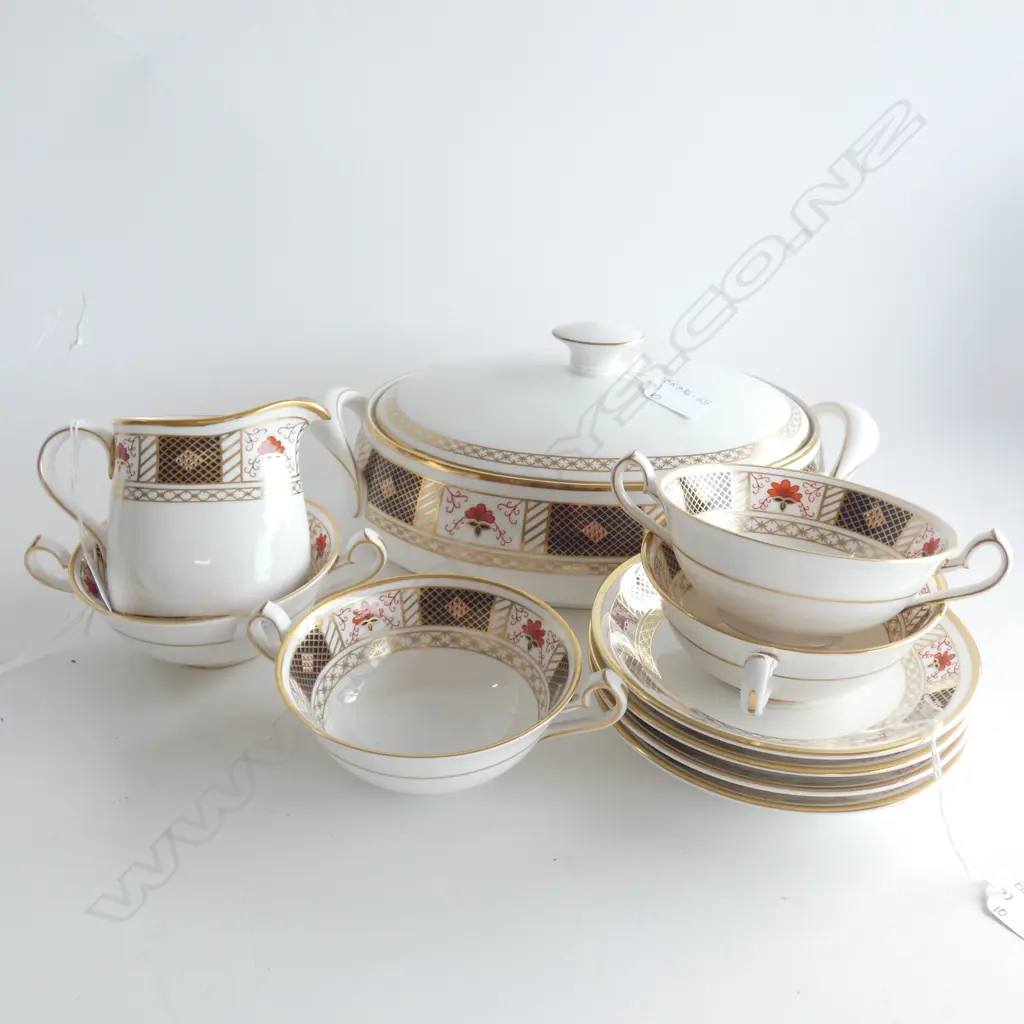 ROYAL CROWN DERBY IMARI DINNER WARE; SOUP COUPES / SERVING DISH ETC. 10 PC.... Image 1++