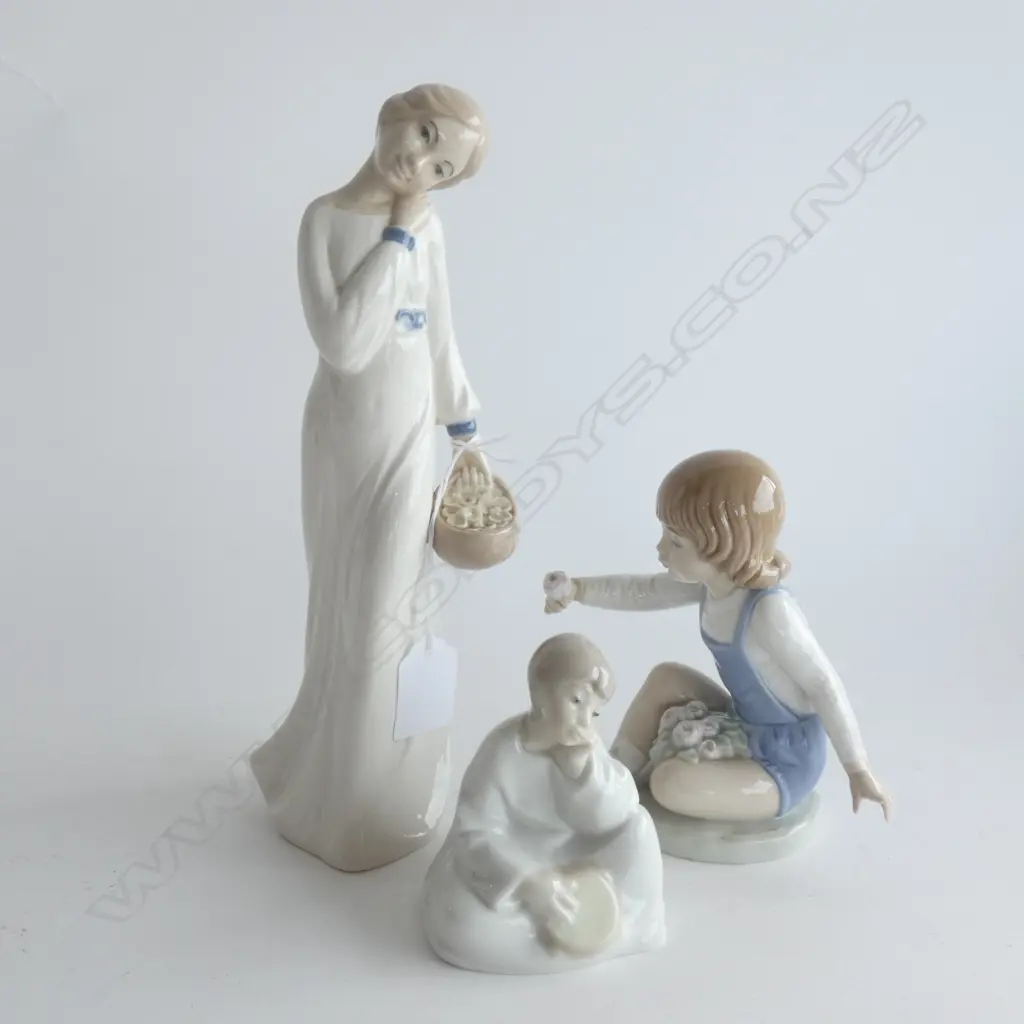 3 FIGURINES; REX LADY (H 255MM) NAO GIRL (BROKEN FINGER) + 1 OTHER  Image 1++