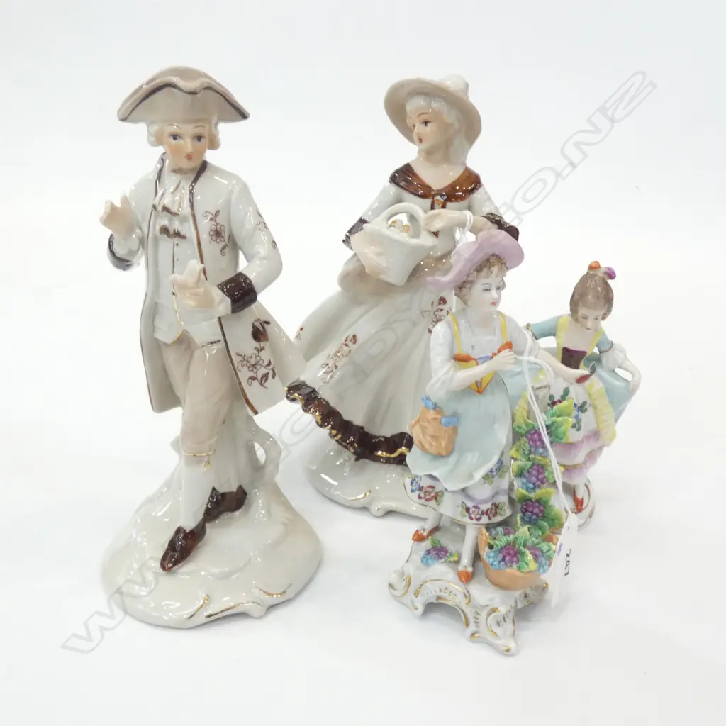 2 PR OLD PORCELAIN FIGURINES - TALLEST 210MM Image 1++