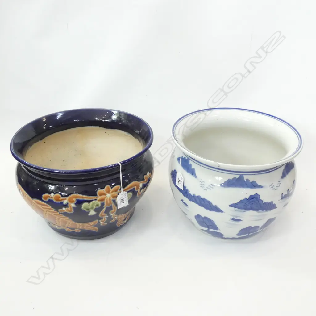 2 BLUE PLANTERS 290mm dia Image 1++