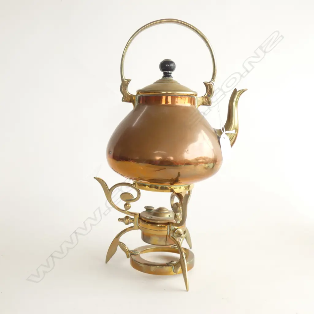 VINTAGE COPPER & BRASS SPIRIT KETTLE Image 1++