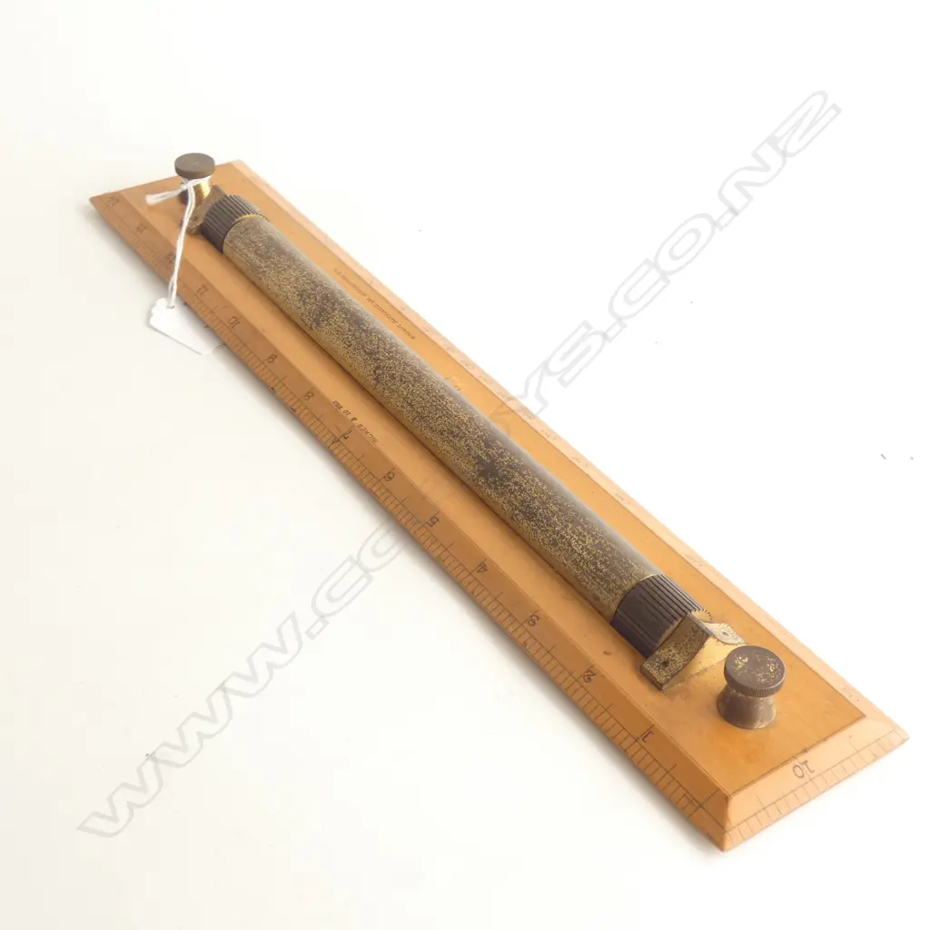 14 INCH BOXWOOD AND BRASS ROLLING RULE MADE BY HARLING, LONDON Image 1++
