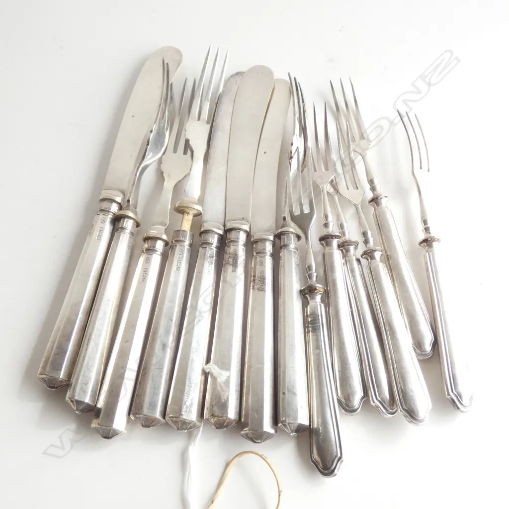 14 PIECE SILVER HANDLED FRUIT SET Image 1++