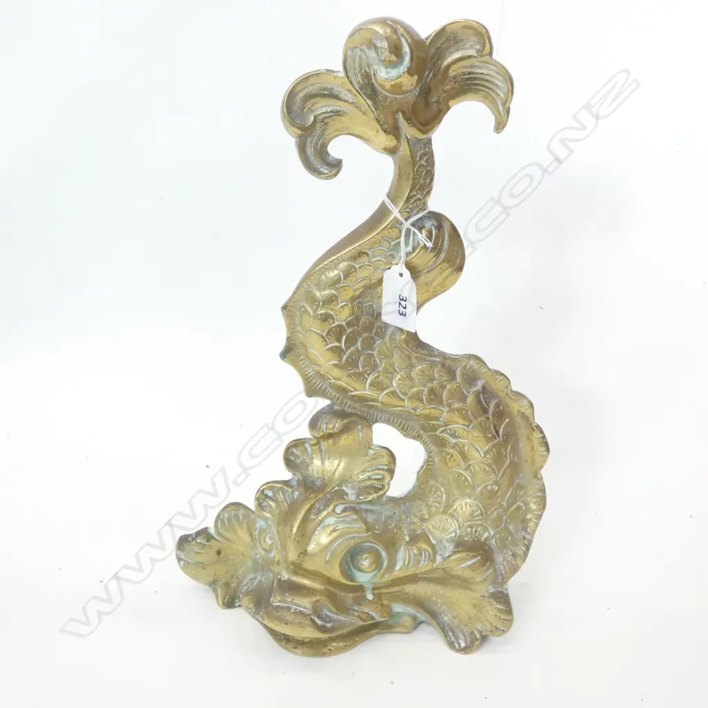LG ORIENTAL BRASS FISH DOOR STOP H. 360MM Image 1++