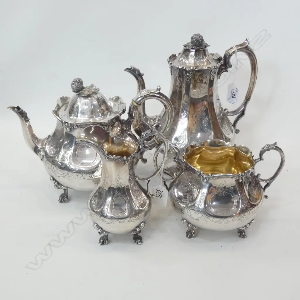4 PCE OLD SILVER PLATE TEA / COFFEE SET Image 1++