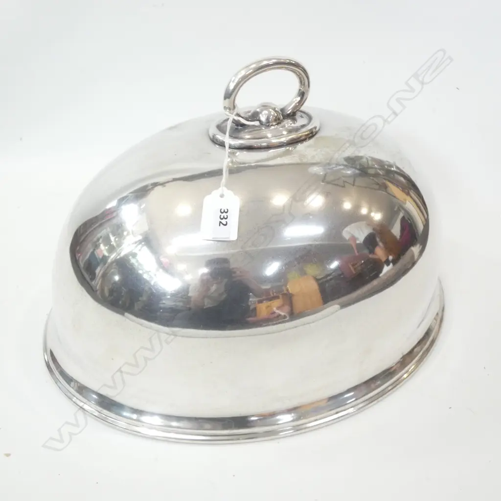 LARGE SILVER PLATE CLOCHE FOOD COVER W.370mm Image 1++