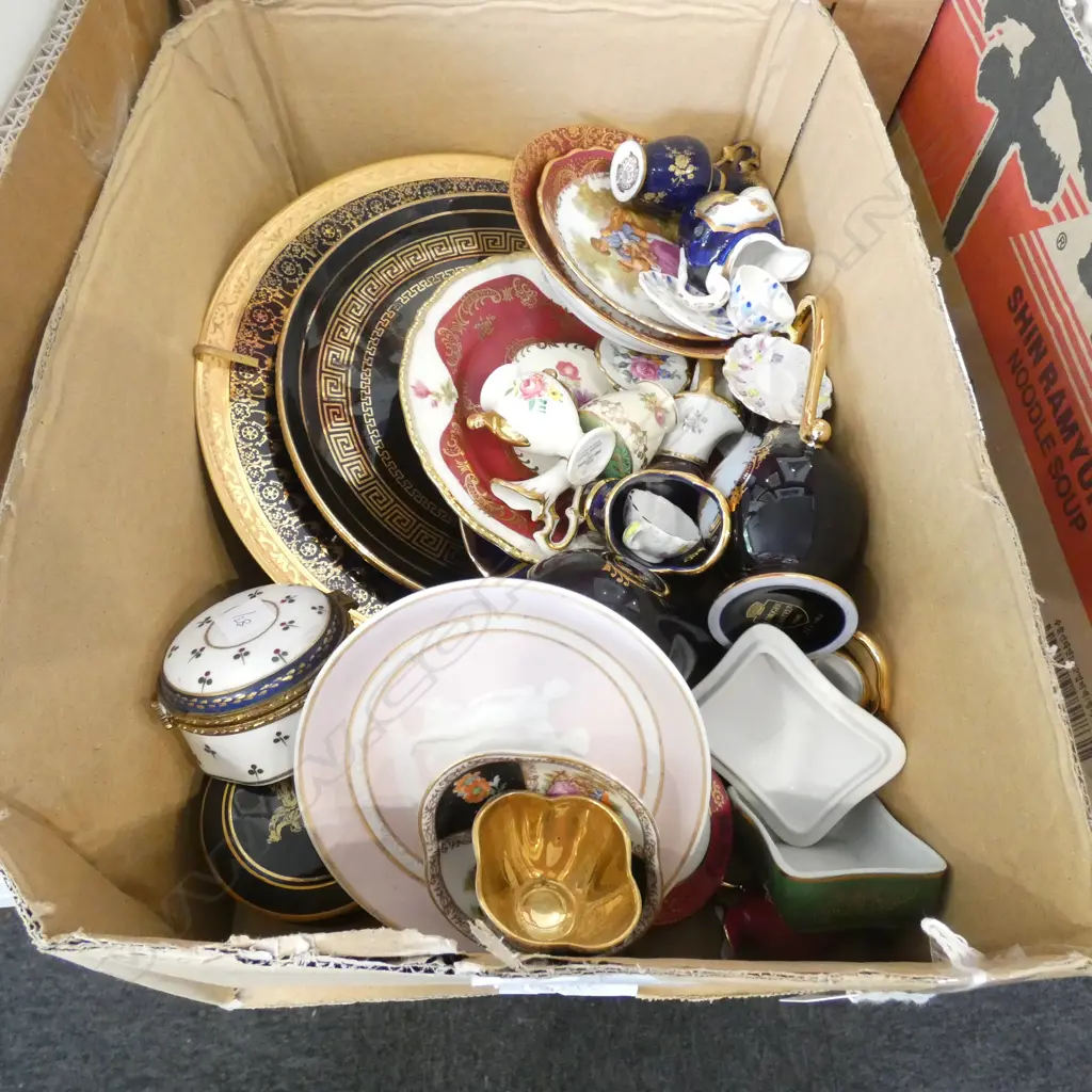 GOOD BOX LOT MOSTLY LIMOGES; PLATES / MINIATURES ETC. Image 1++