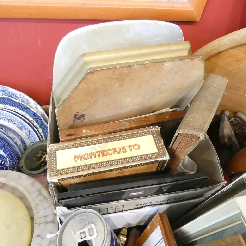 BOX LOT SHIP PRINTS, FLAG, BOSSONS PLAQUE ETC Image 1++