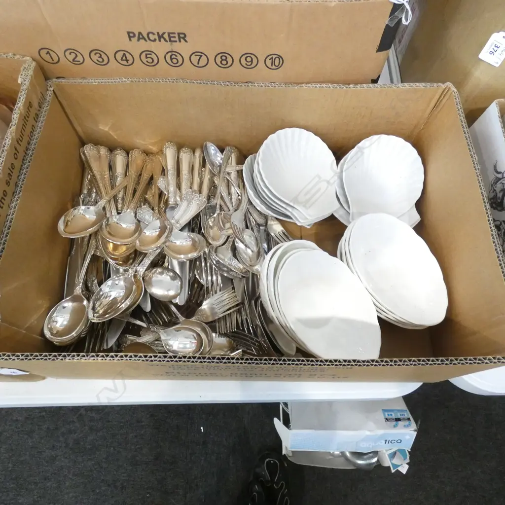 LG BOX QUALITY SILVER PLATE CUTLERY + COALPORT & PILLIVUYT PORCELAIN Image 1++