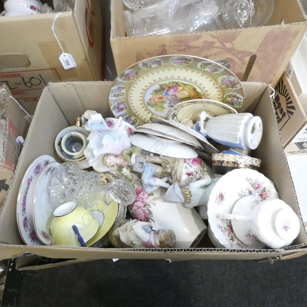 BOX LOT ASST. CHINA & FIGURINES Image 1++
