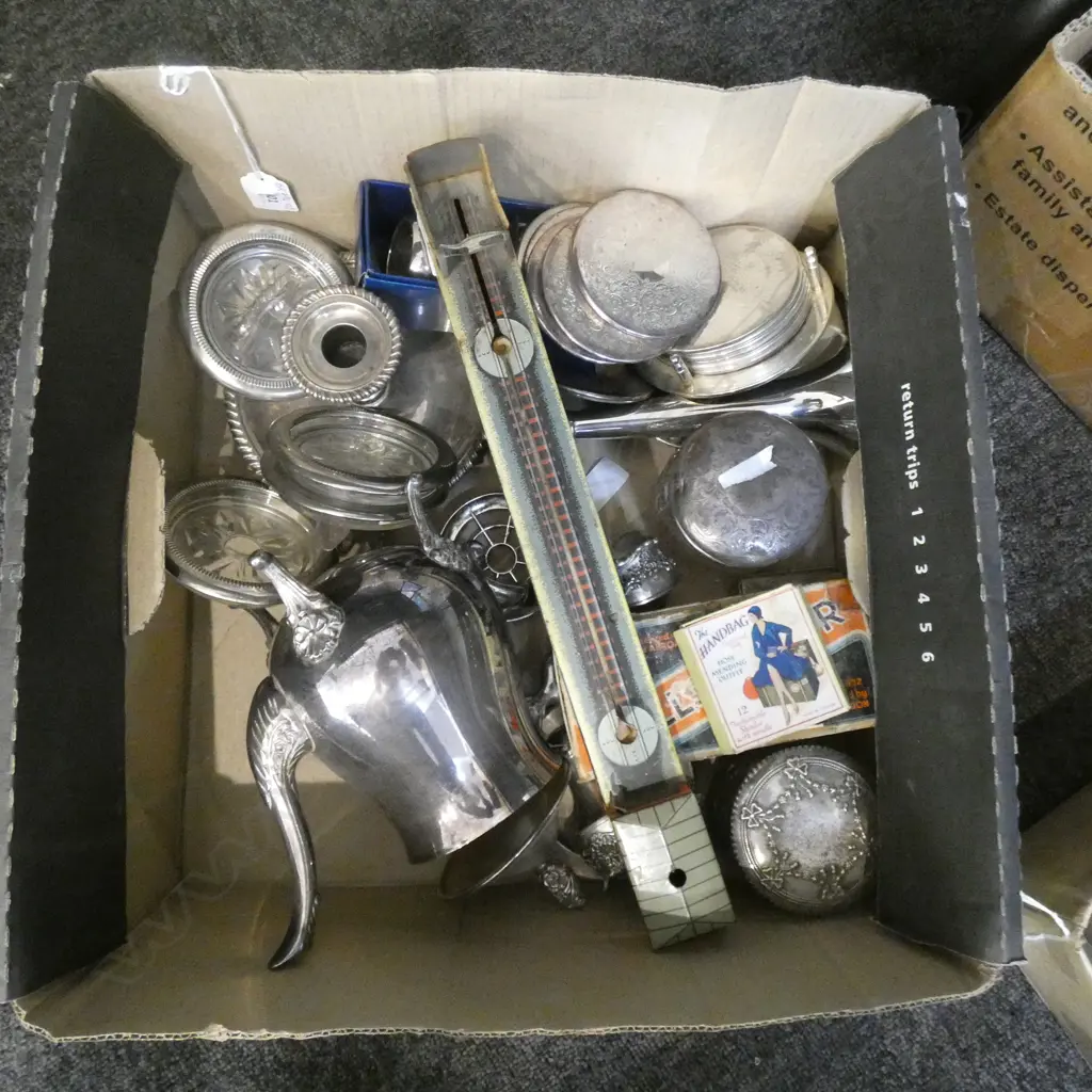 BOX LOT SILVER PLATE ETC.. Image 1++