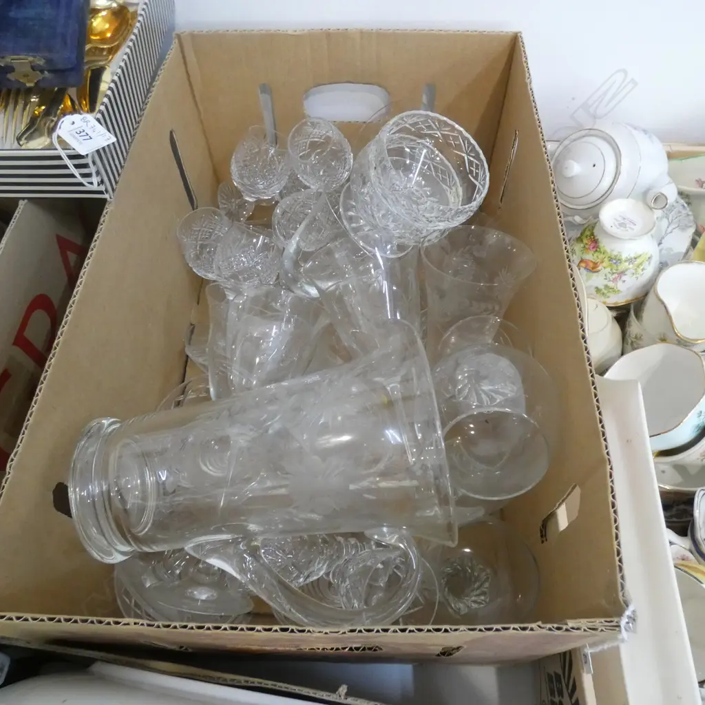 BIG BOX LOT QUALITY GLASSWARE; WEBB CORBETT GLASSES ETC. Image 1++