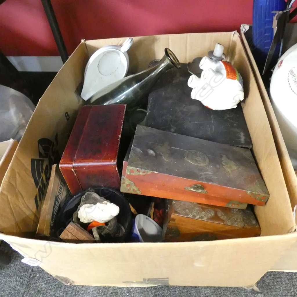 BOX LOT ORIENTAL LACQUERED BOXES ETC Image 1++