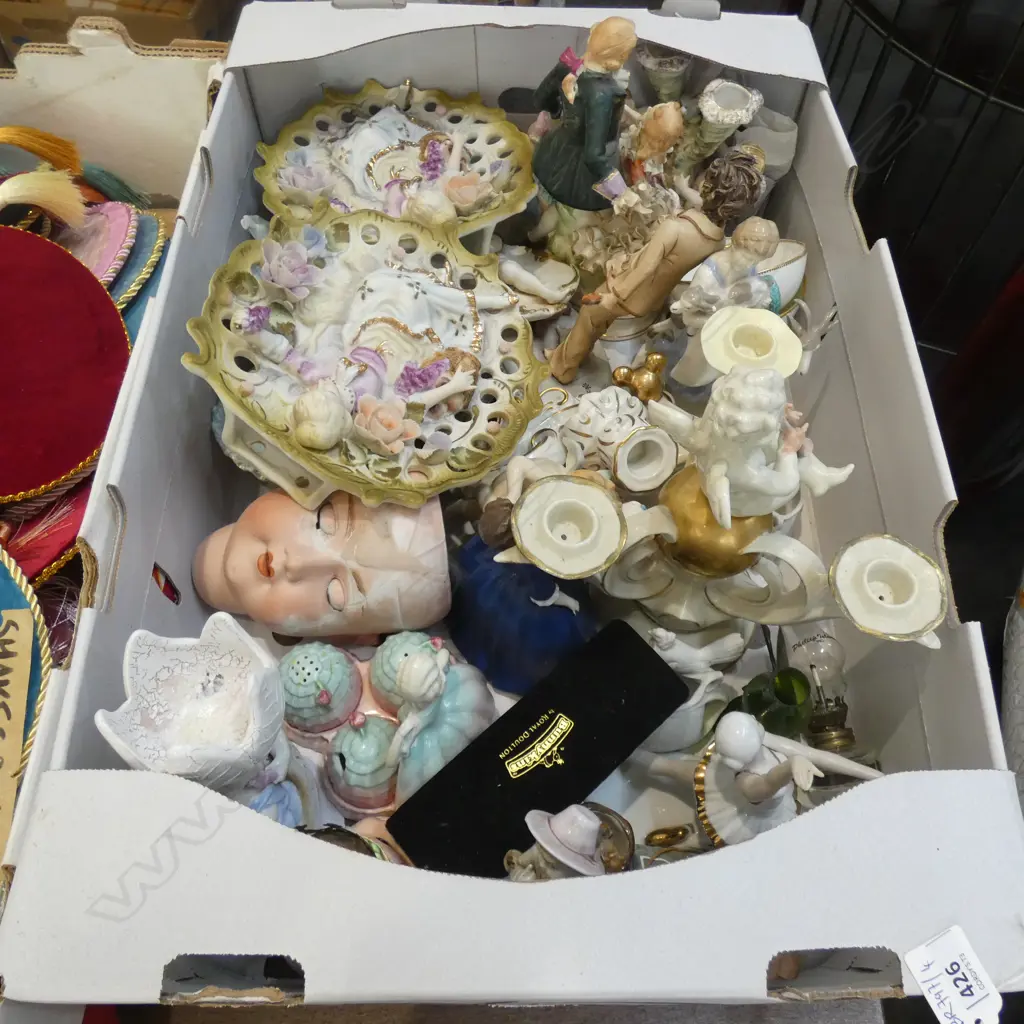 BOX LOT ASST. FIGURINES & PLAQUES ETC Image 1++