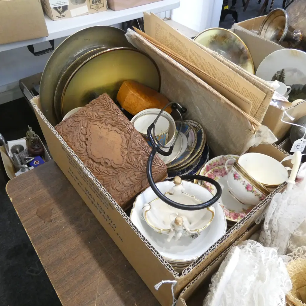 BOX LOT ASST. CHINA /  SILVER ETC Image 1++