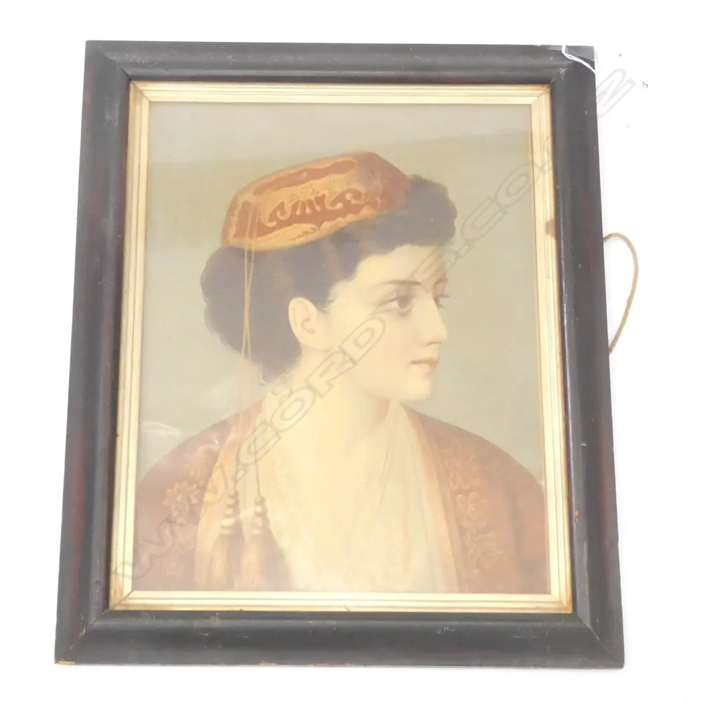EARLY 20thC PRINT OF WOMAN IN ETHNIC COSTUME 375x295mm Image 1++