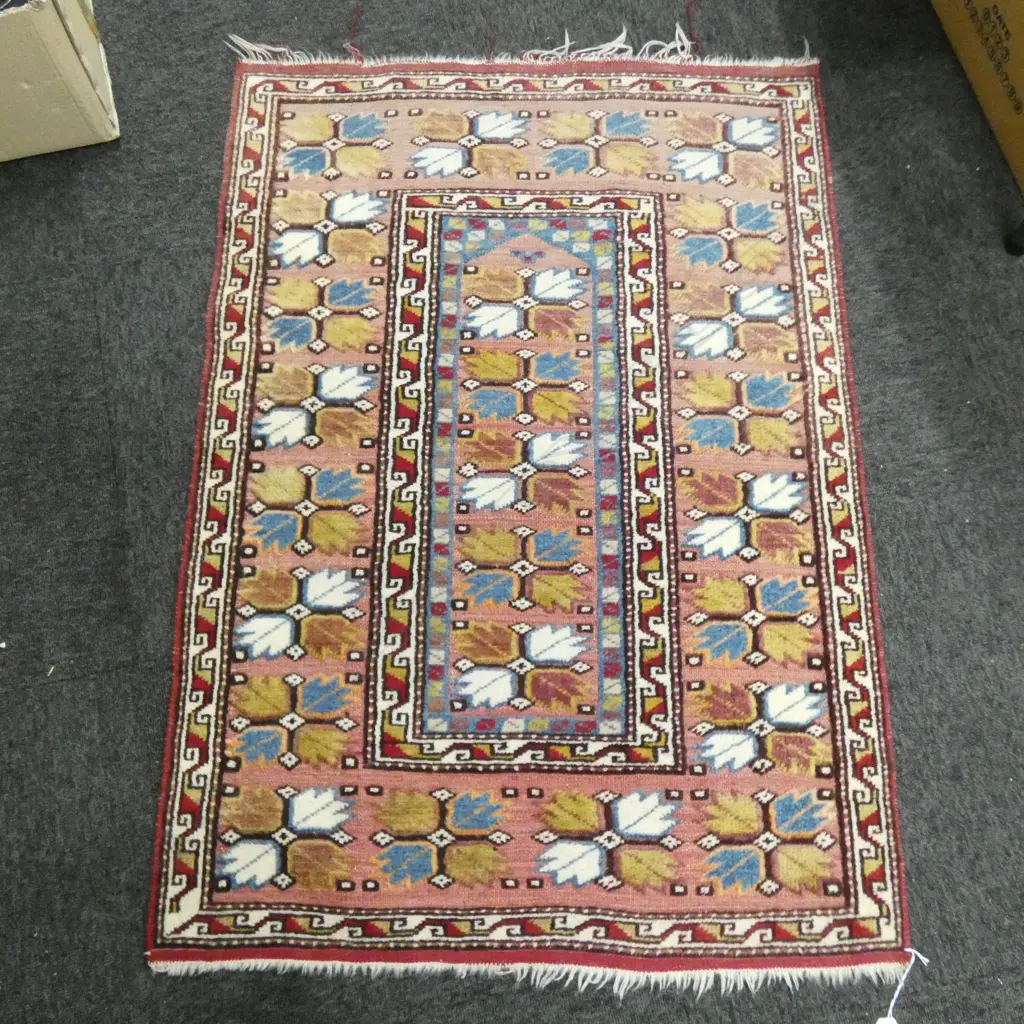 HAND KNOTTED ALL WOOL MIXED PILE RUG 1070x765mm Image 1++