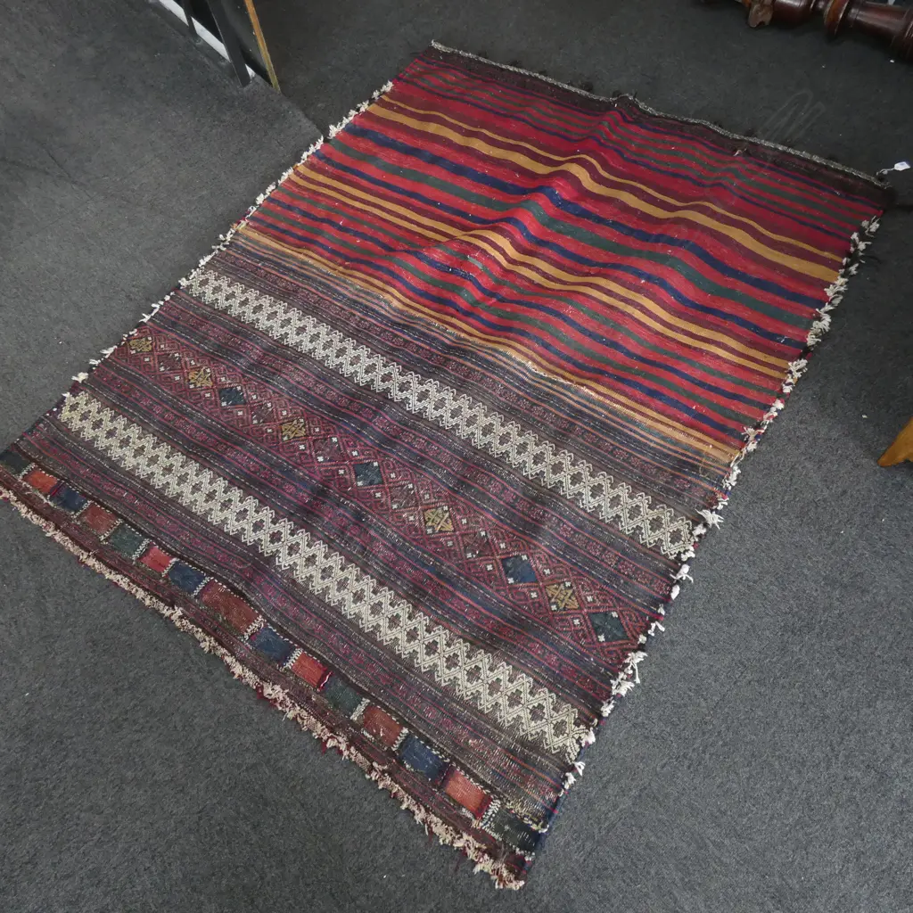 HAND KNOTTED ALL WOOL TRIBAL BEDDING BAG 1430x1800mm... Image 1++