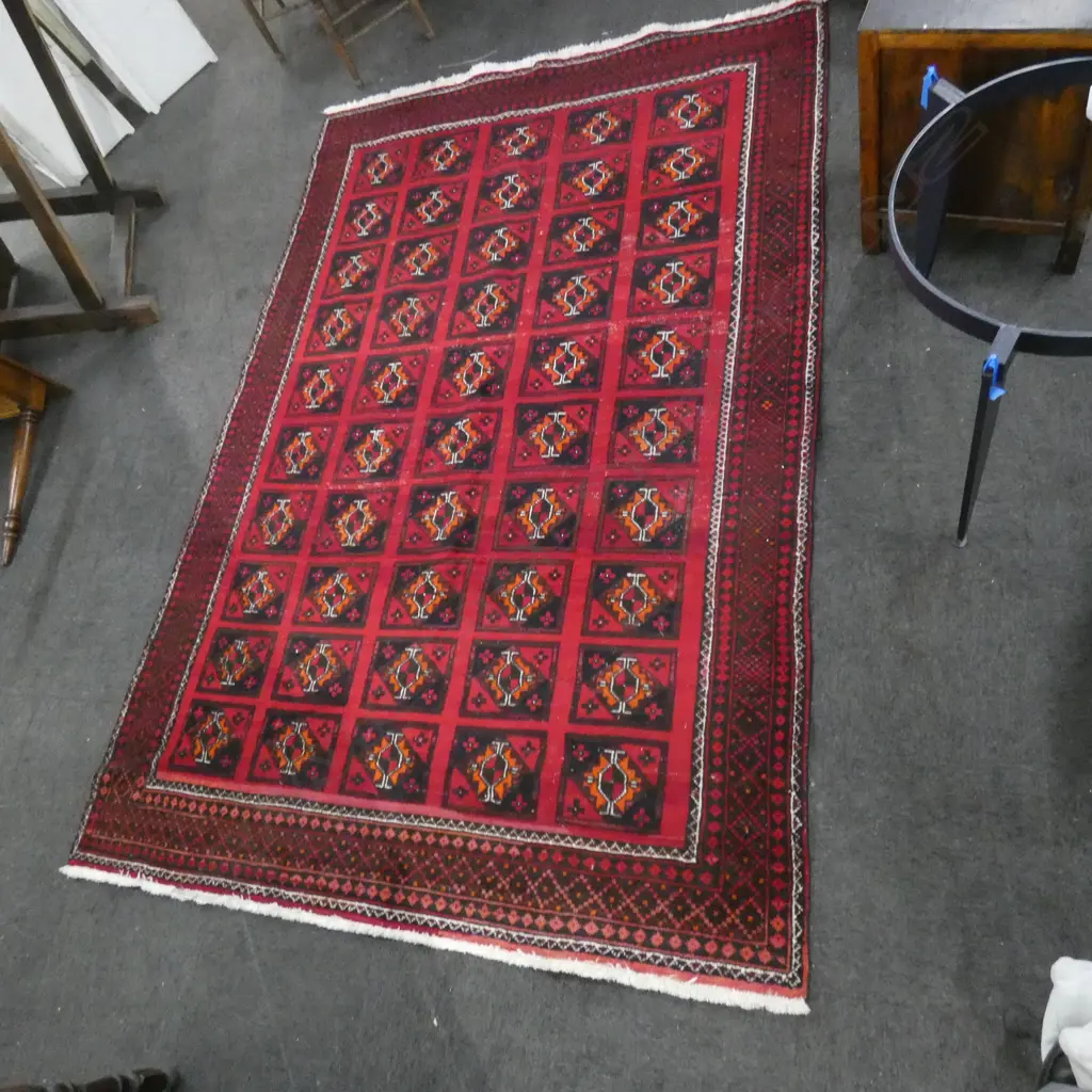 HAND KNOTTED WOOL PILE RED RUG 3070x2020mm Image 1++