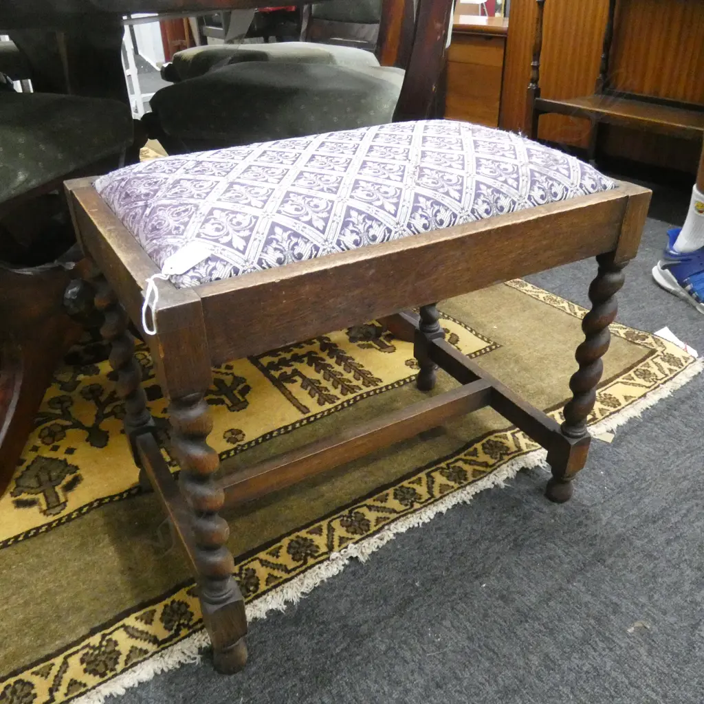 UPHOLSTERED BARLEY TWIST STOOL W.520mm Image 1++