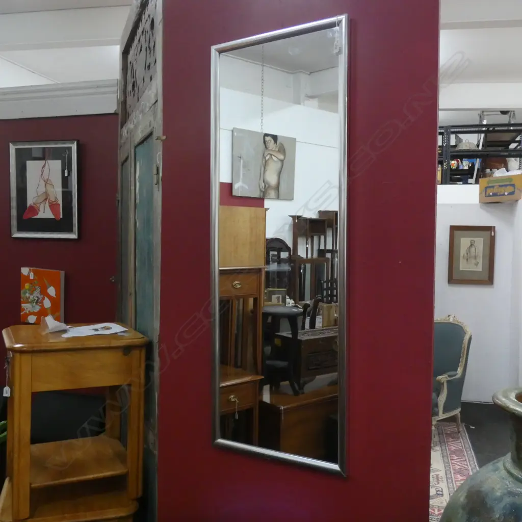 SILVER METAL FRAMED MIRROR 1200x445mm Image 1++