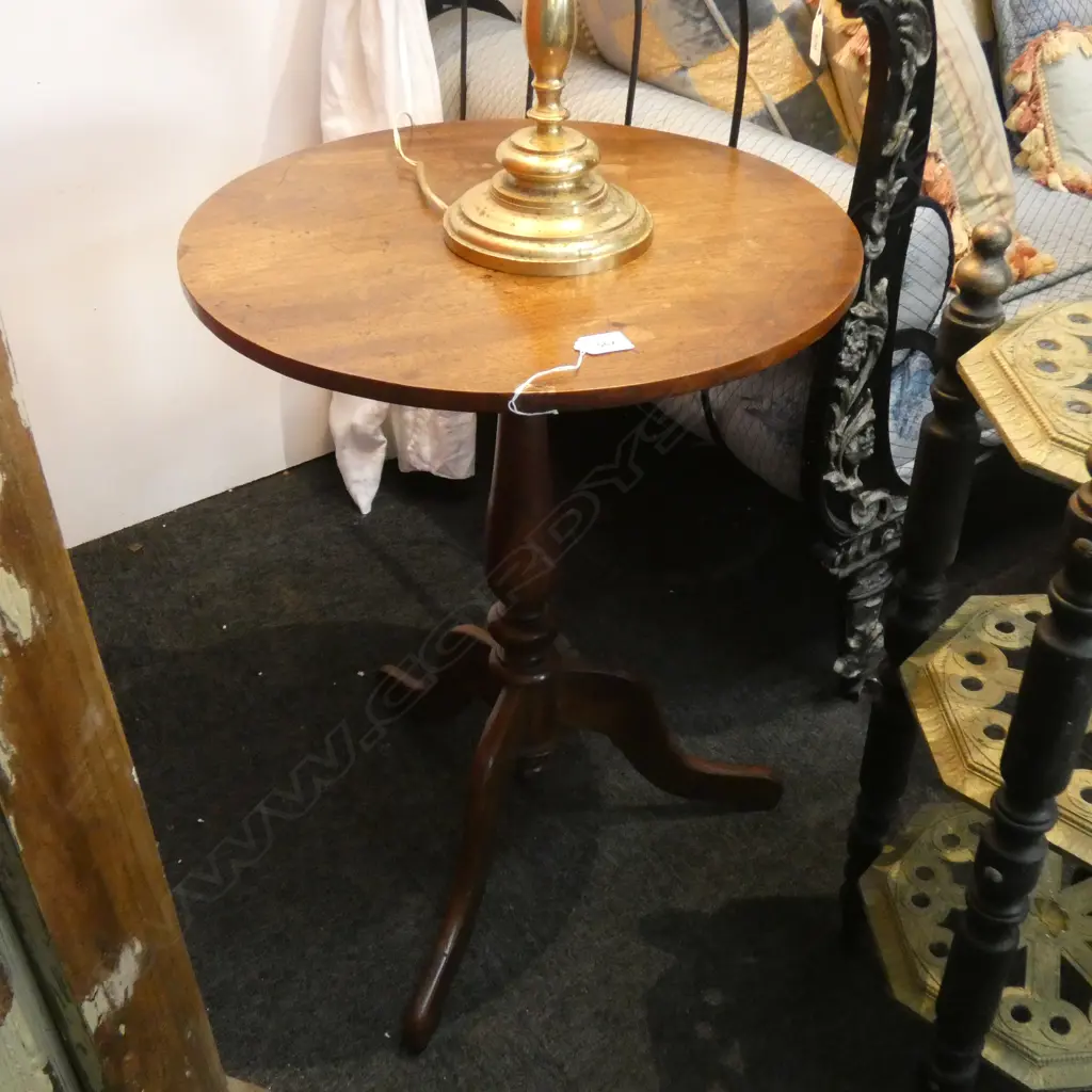 19thC SM ROUND WOODEN DRINKS TABLE DIA 510MM (WATER MARKS TO TOP) Image 1++