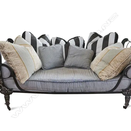 REGENCY PERIOD CAST IRON DAYBED w.SOME ASST. CUSHIONS