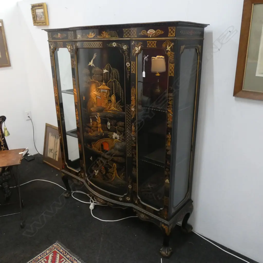 CHINOISERIE PAINTED QUEEN ANNE STYLE CABINET... Image 1++