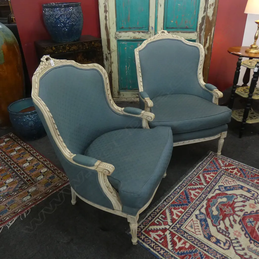 PAIR OF FRENCH STYLE ARMCHAIRS.... Image 1++