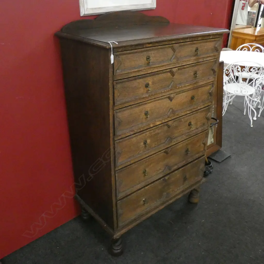 6 DRAWER JACOBEAN STYLE TALLBOY... Image 1++